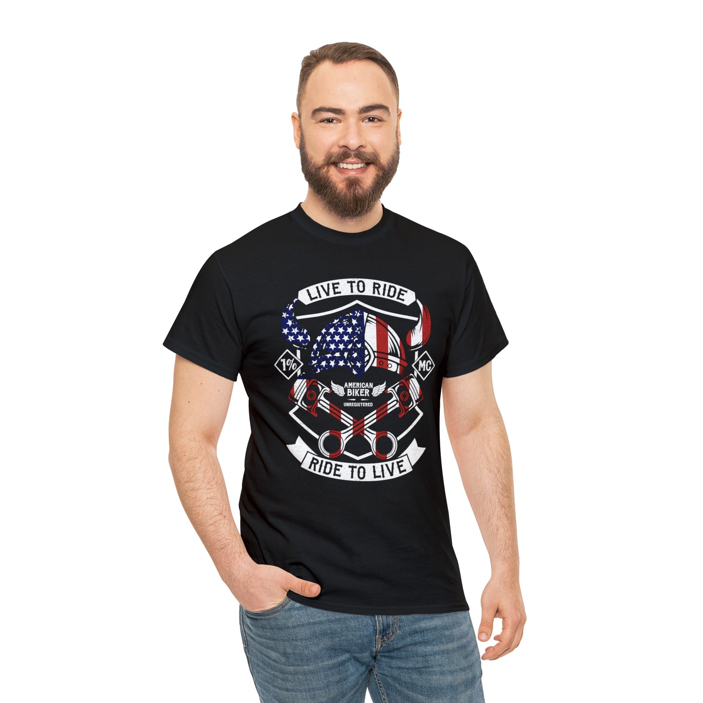 Live to Ride Ride to Live American Biker Cotton Tee