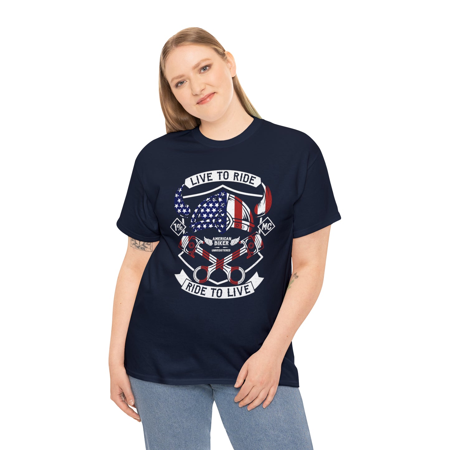Live to Ride Ride to Live American Biker Cotton Tee