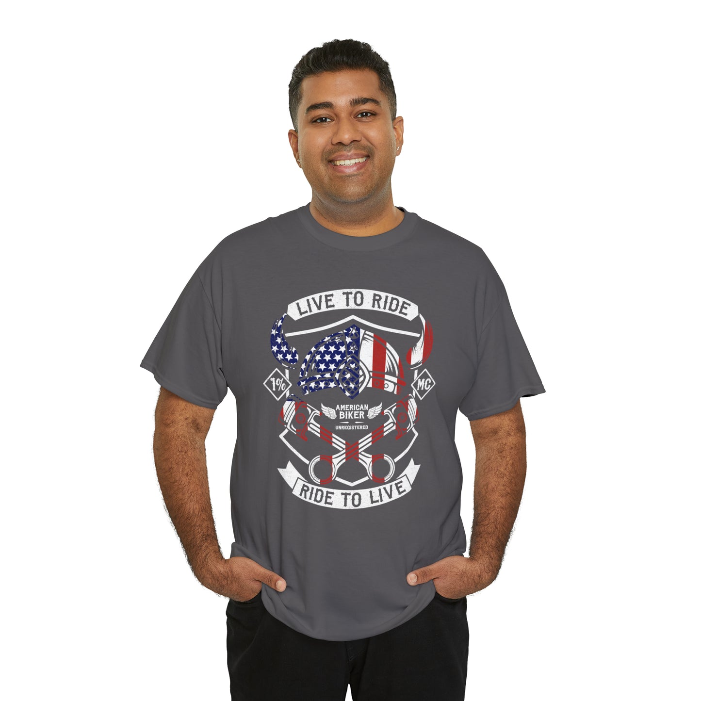 Live to Ride Ride to Live American Biker Cotton Tee