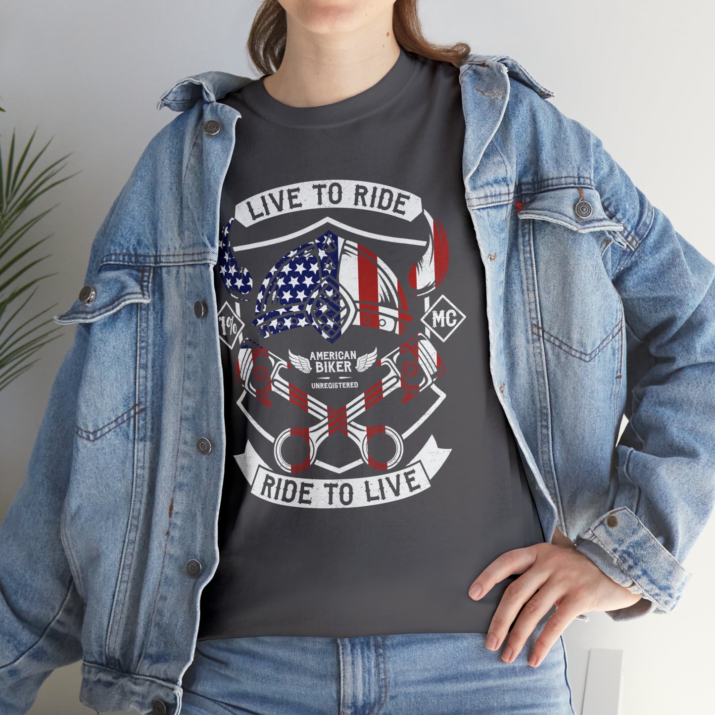 Live to Ride Ride to Live American Biker Cotton Tee