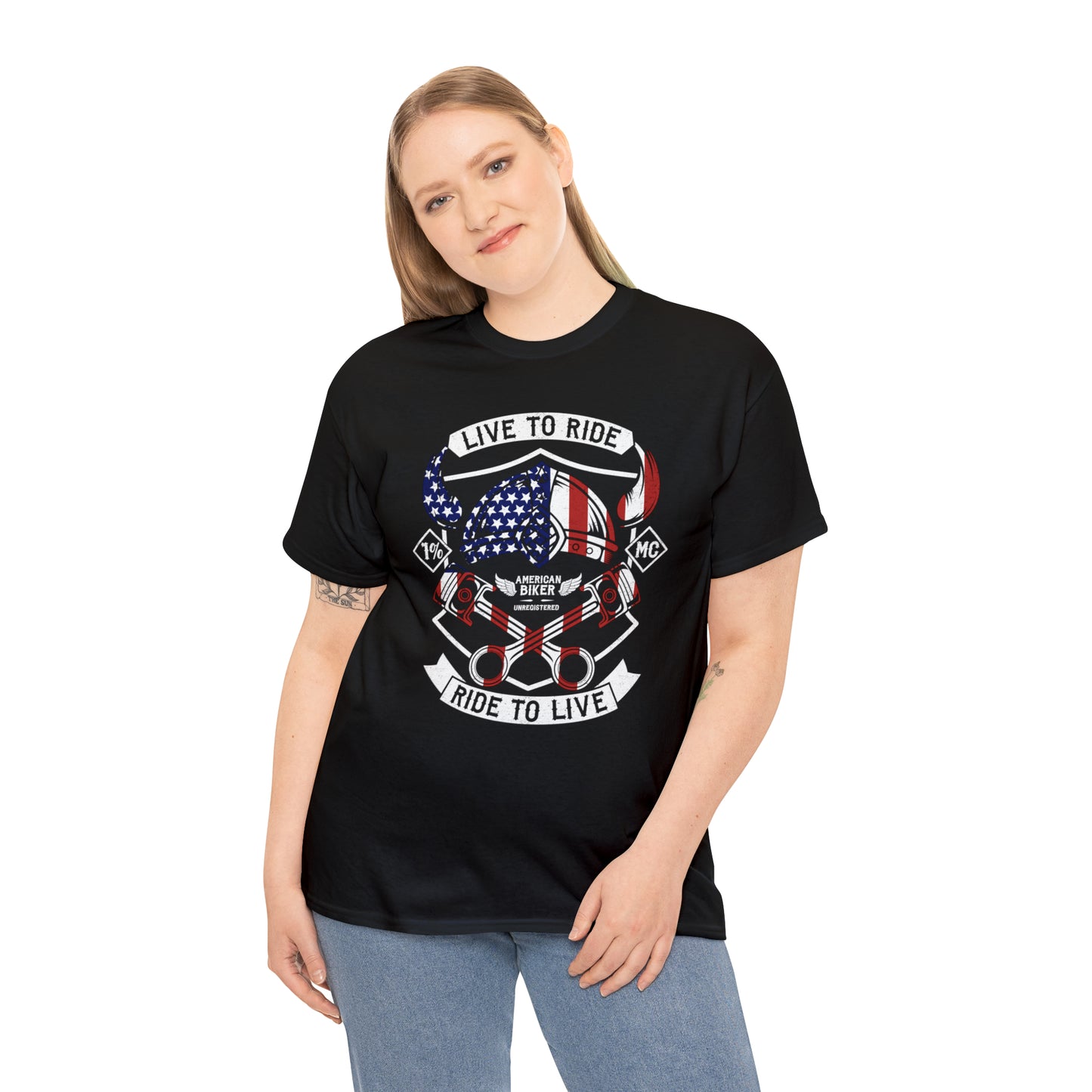 Live to Ride Ride to Live American Biker Cotton Tee