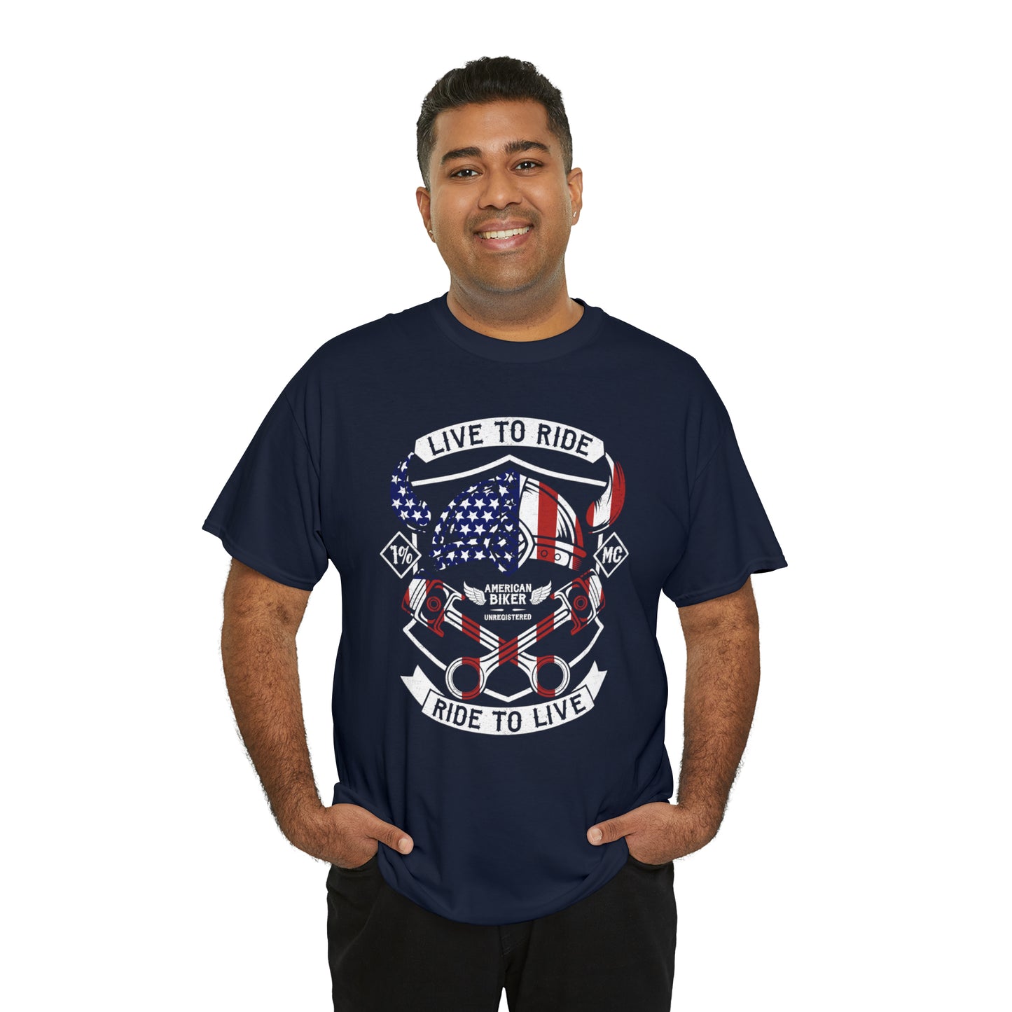 Live to Ride Ride to Live American Biker Cotton Tee