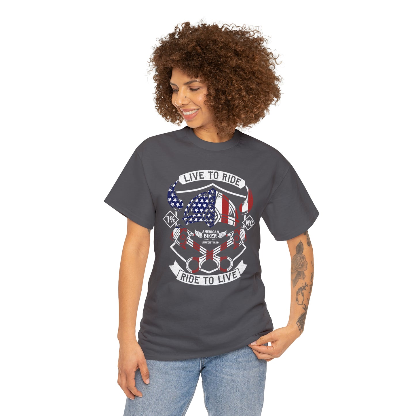 Live to Ride Ride to Live American Biker Cotton Tee