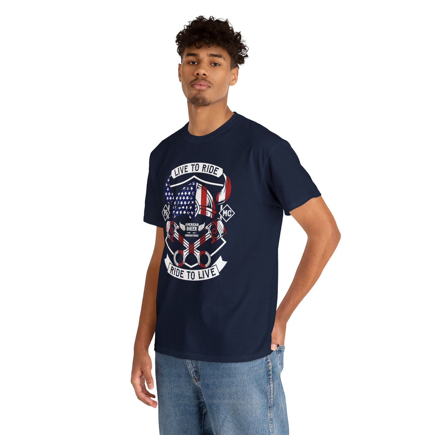 Live to Ride Ride to Live American Biker Cotton Tee