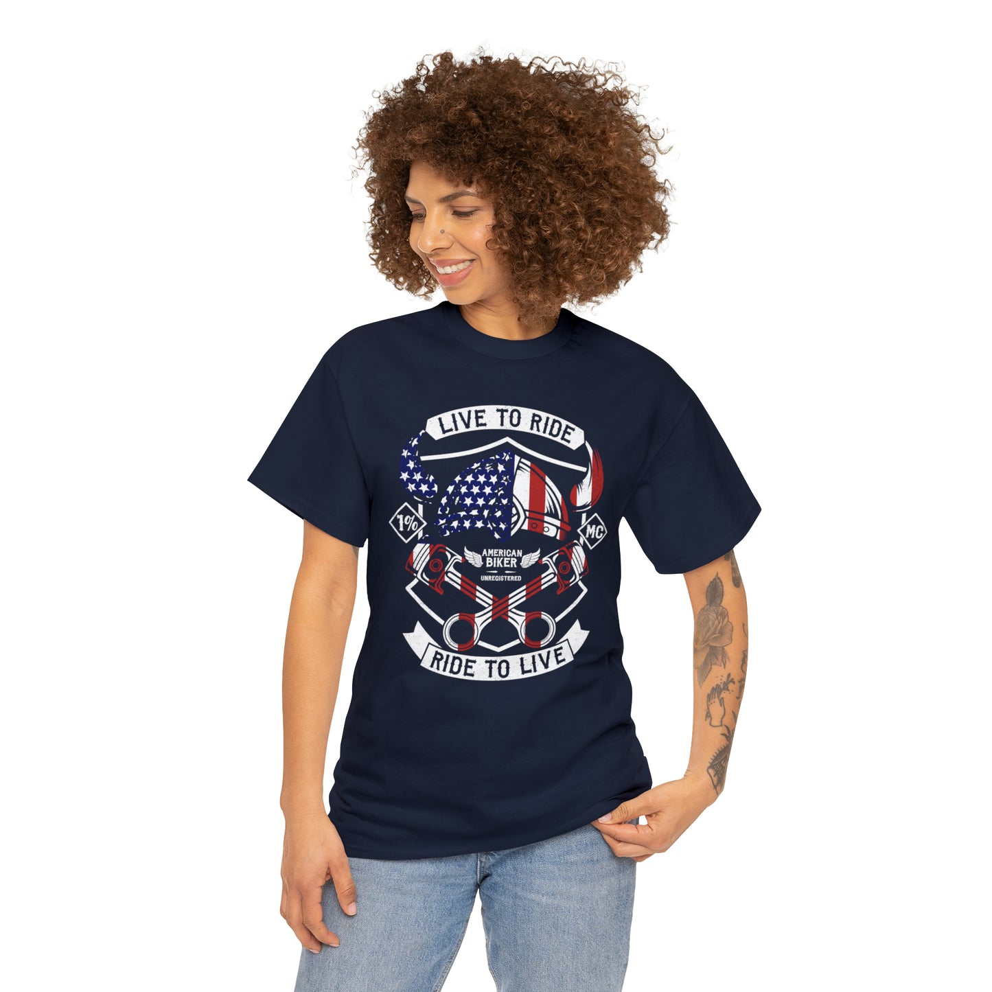 Live to Ride Ride to Live American Biker Cotton Tee