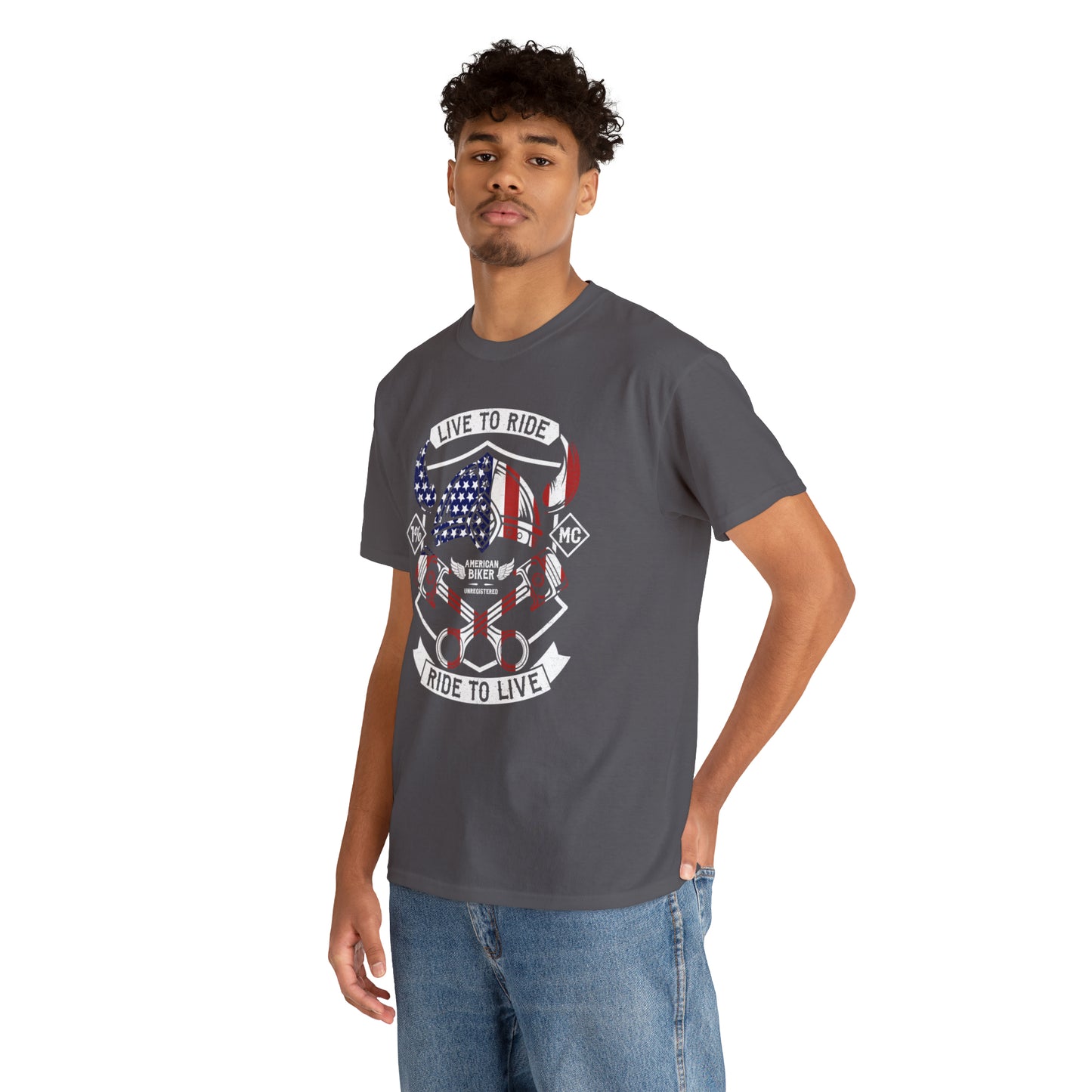 Live to Ride Ride to Live American Biker Cotton Tee