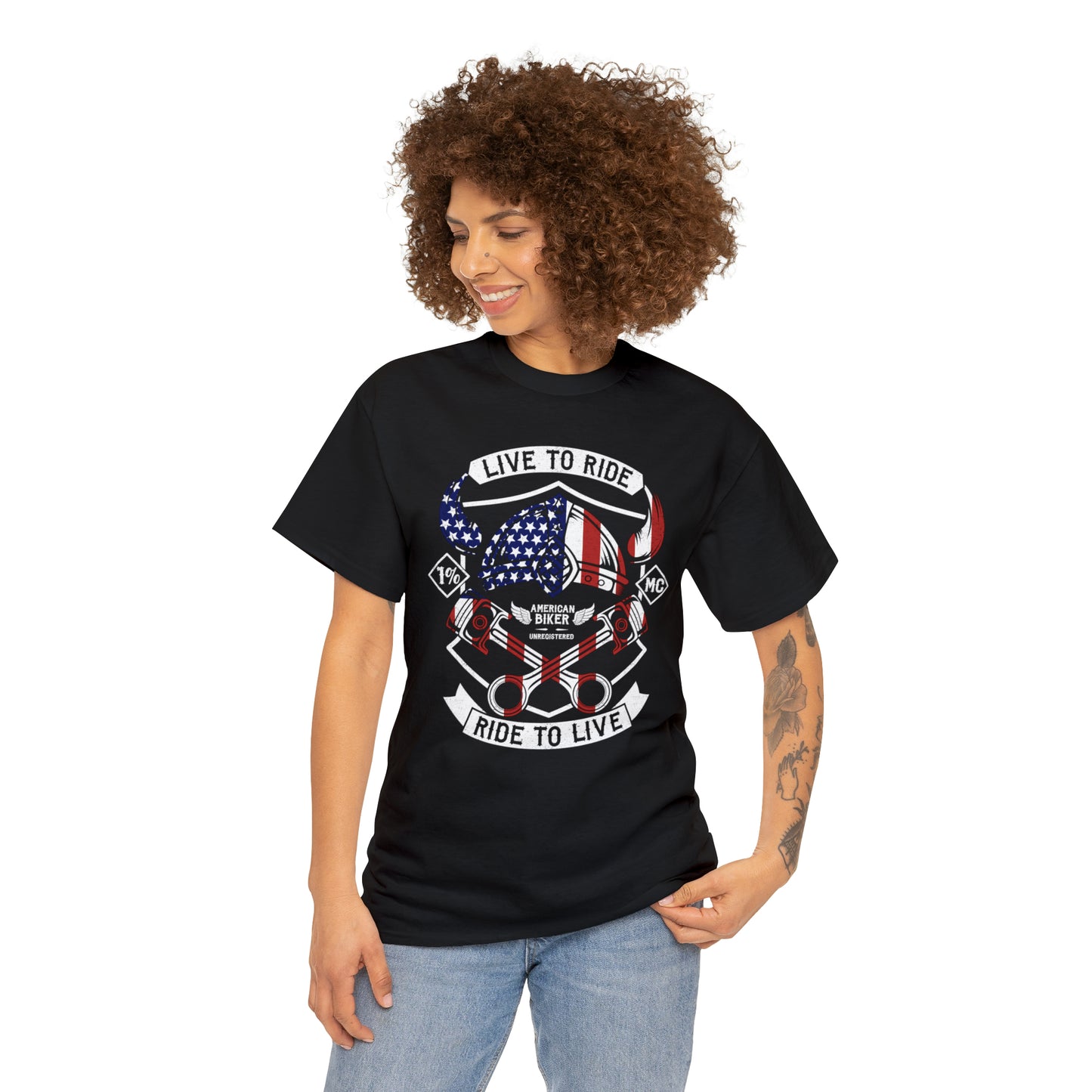 Live to Ride Ride to Live American Biker Cotton Tee