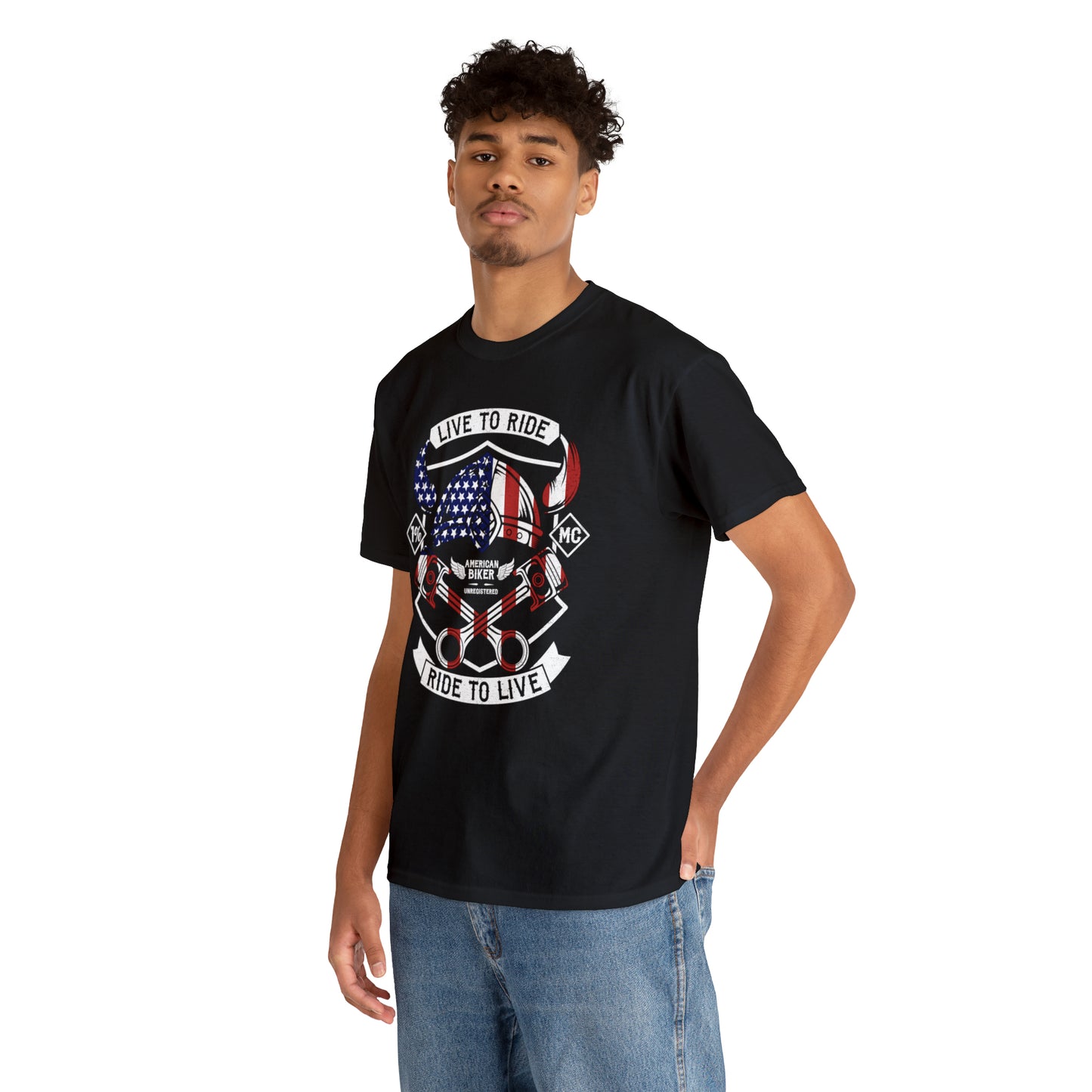 Live to Ride Ride to Live American Biker Cotton Tee