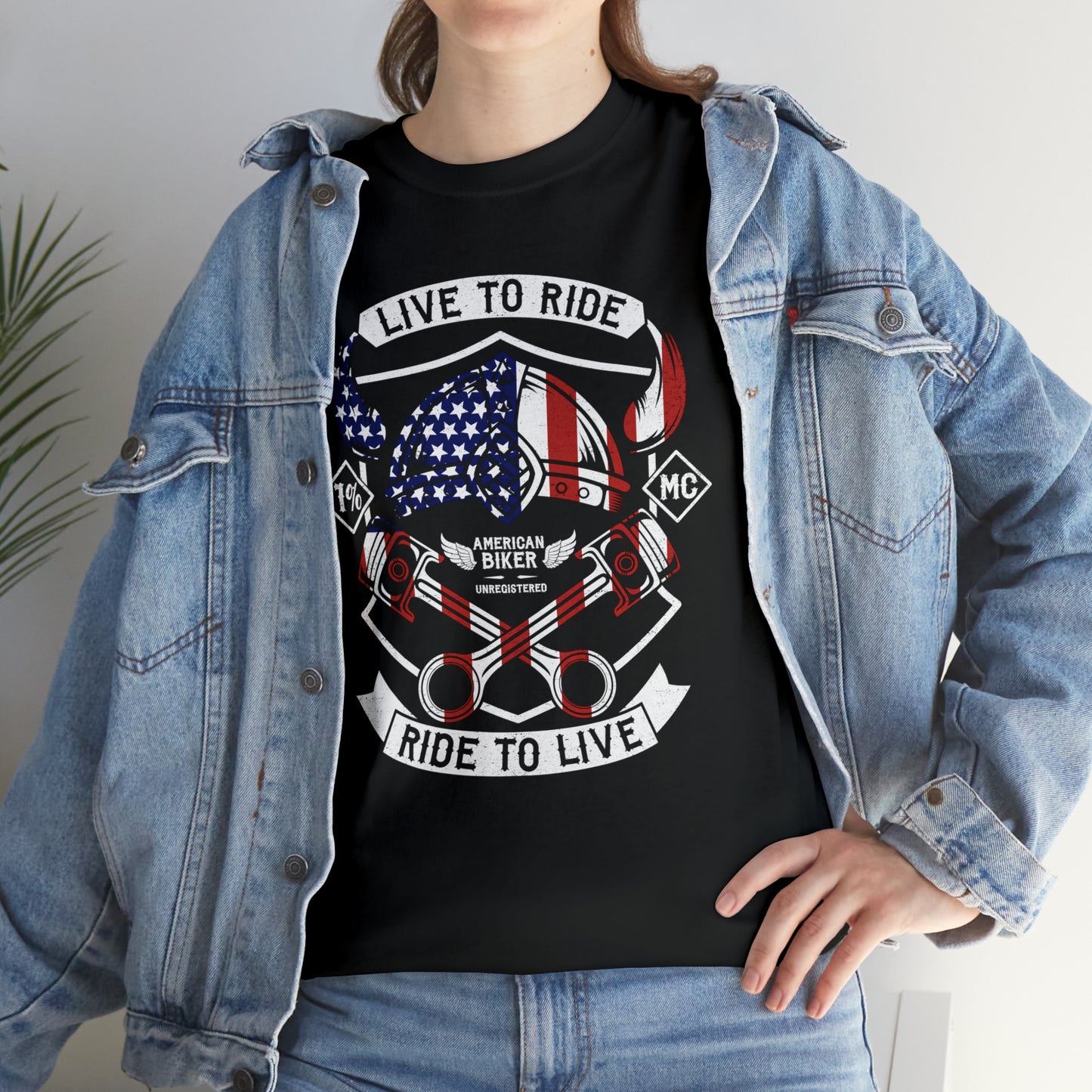 Live to Ride Ride to Live American Biker Cotton Tee