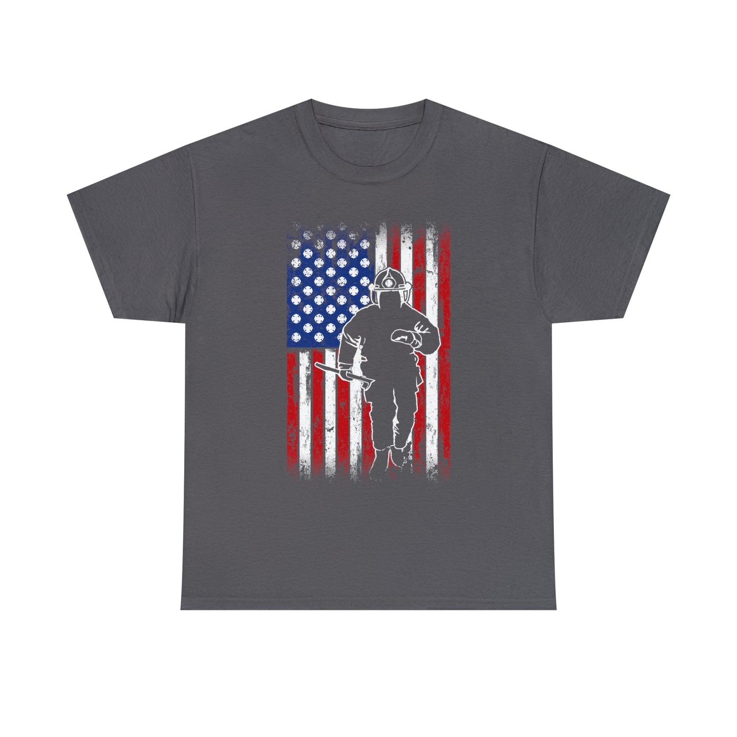 American Flag Fireman Cotton Tee