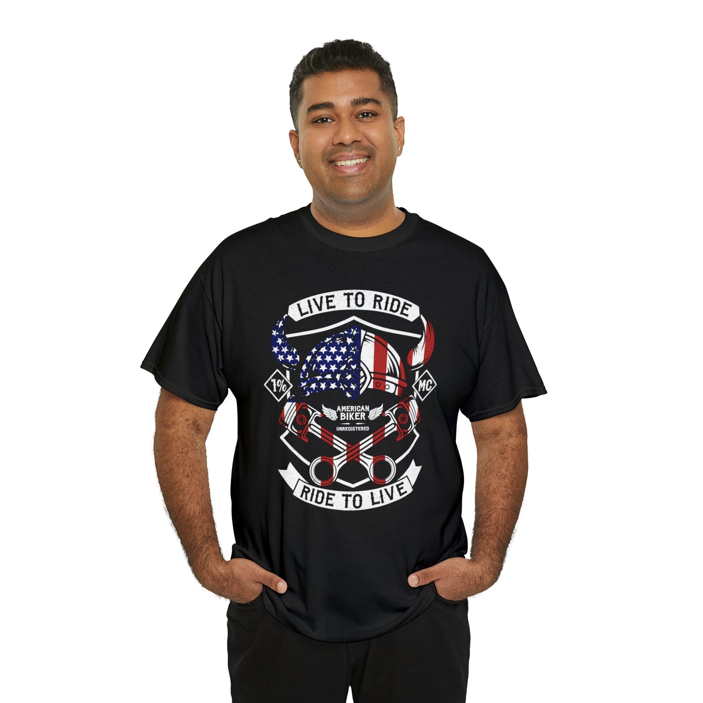 Live to Ride Ride to Live American Biker Cotton Tee