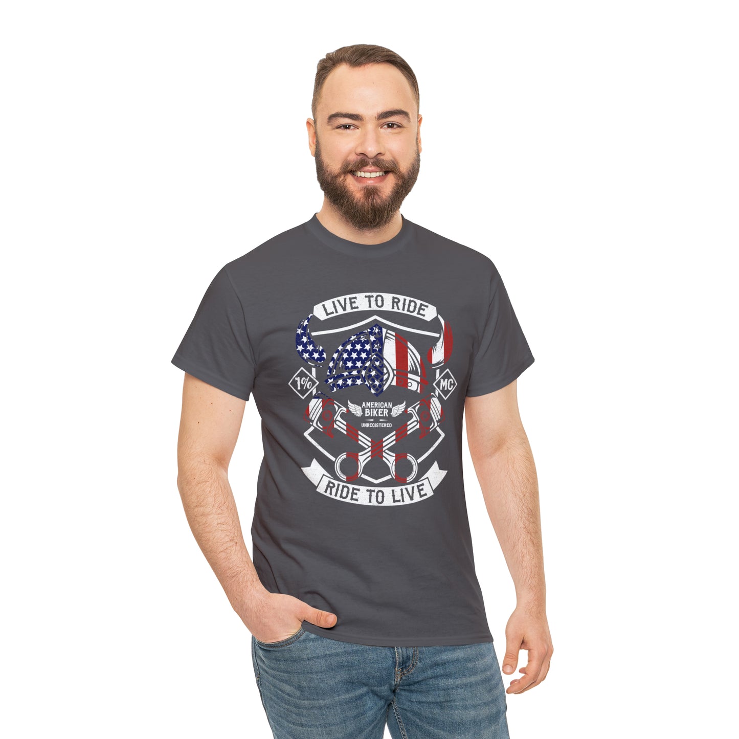 Live to Ride Ride to Live American Biker Cotton Tee