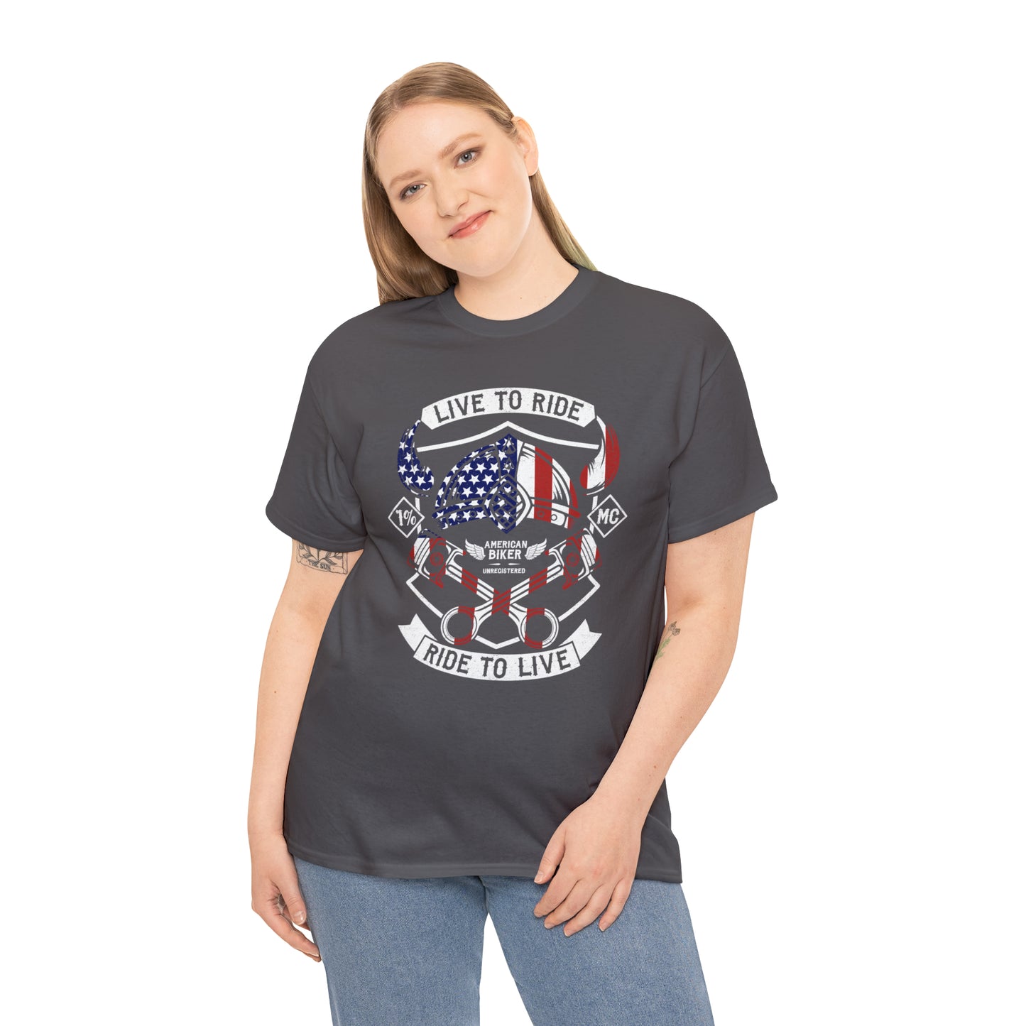 Live to Ride Ride to Live American Biker Cotton Tee