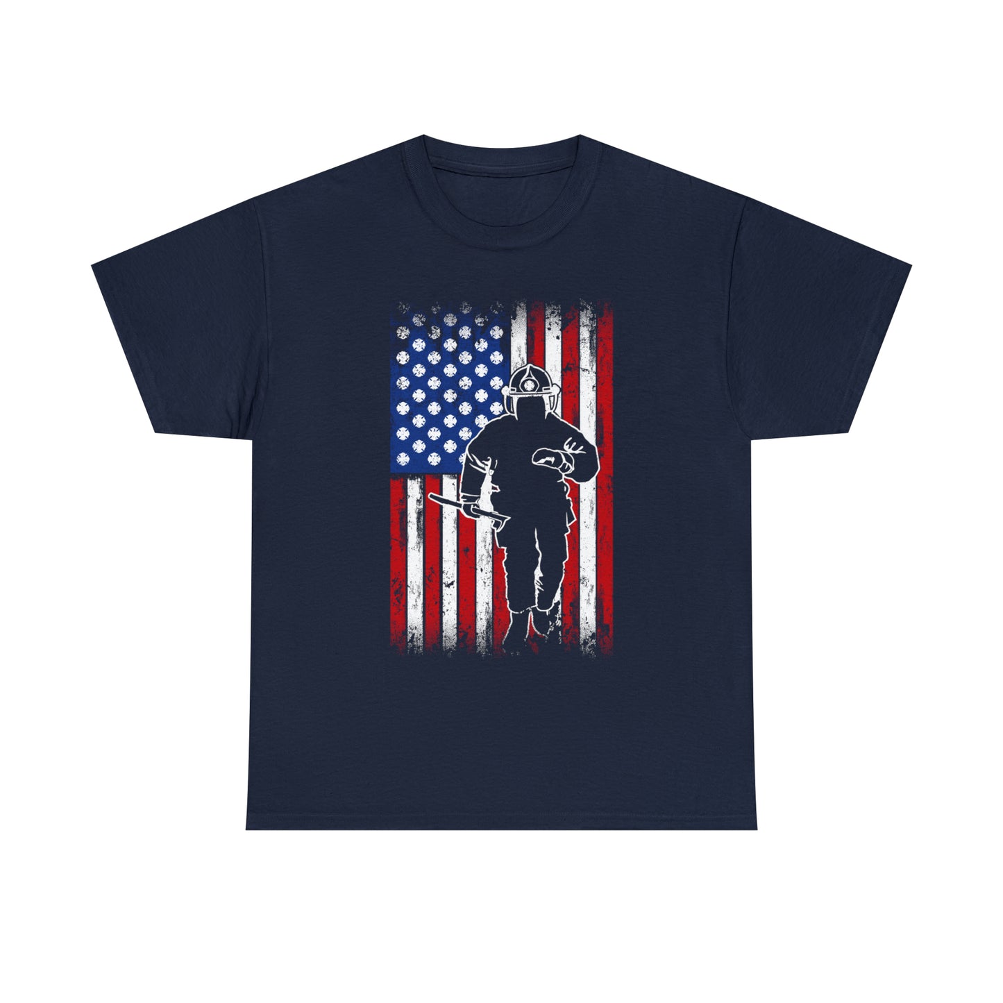 American Flag Fireman Cotton Tee