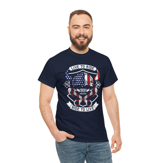 Live to Ride Ride to Live American Biker Cotton Tee