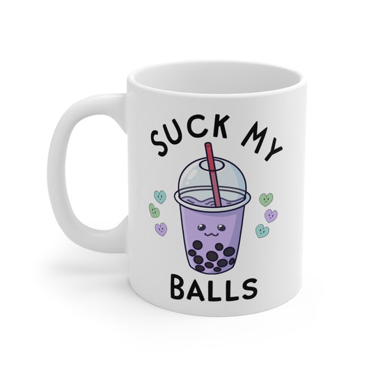 Suck My Balls Boba Tea White Ceramic Mug