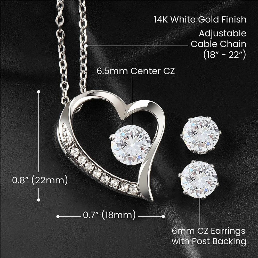 Valentines Day Forever Love Necklace and Cubic Zirconia Earring Set