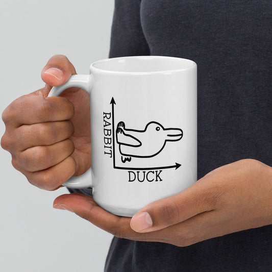 Rabbit Duck White glossy mug